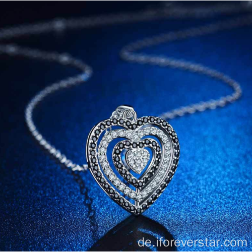 925 Silber Anhänger Pave Heart Charm